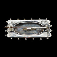Load image into Gallery viewer, An oblong silver hobnail bead border brooch, hallmarked