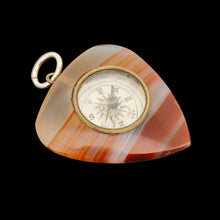Load image into Gallery viewer, Antique Agate Heart Compass Pendant side