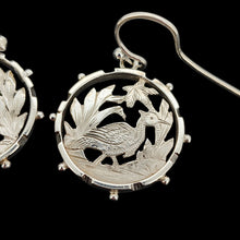 Load image into Gallery viewer, Victorian Silver Wading Bird Cut-Out Earrings close-up