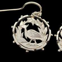 Load image into Gallery viewer, Victorian Silver Wading Bird Cut-Out Earrings close-up