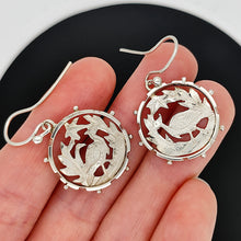 Load image into Gallery viewer, Victorian Silver Wading Bird Cut-Out Earrings in hand