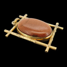 Load image into Gallery viewer, Large Antique Goldstone and Rock Crystal Locket side view