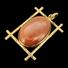 Load image into Gallery viewer, Large Antique Goldstone and Rock Crystal Locket goldstone side