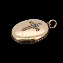 Load image into Gallery viewer, Antique 9ct Gold Seed Pearl Cross Locket side