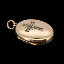Load image into Gallery viewer, Antique 9ct Gold Seed Pearl Cross Locket side