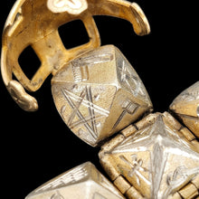 Load image into Gallery viewer, A folding masonic cross ball fob pendant in yellow gold and silver