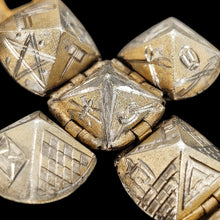 Load image into Gallery viewer, A folding masonic cross ball fob pendant in yellow gold and silver