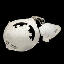 Load image into Gallery viewer, Vintage Sterling Silver Irish Fob Medal and Enamel Ireland Charm showing the backs