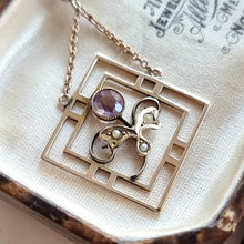 Load image into Gallery viewer, Antique 9ct Gold Amethyst Pendant Drop Necklace