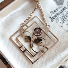 Load image into Gallery viewer, Antique 9ct Gold Amethyst Pendant Drop Necklace