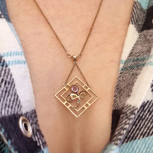 Load image into Gallery viewer, Antique 9ct Gold Amethyst Pendant Drop Necklace