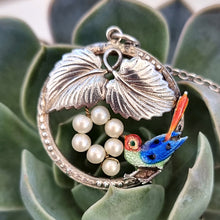 Load image into Gallery viewer, Vintage Sterling Silver Enamel Bird Necklace by Ward Brothers front