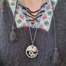 Load image into Gallery viewer, Vintage Sterling Silver Enamel Bird Necklace by Ward Brothers modelled