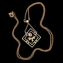 Load image into Gallery viewer, Antique 9ct Gold Amethyst Pendant Drop Necklace