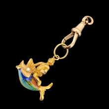 Load image into Gallery viewer, 18ct Yellow Gold Poseidon Riding Enamel Fish Charm Pendant