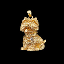 Load image into Gallery viewer, 9ct Yellow Gold Terrier Dog Diamond Pendant