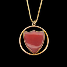 Load image into Gallery viewer, Art Deco 9ct Gold Carnelian Shield Pendant with chain