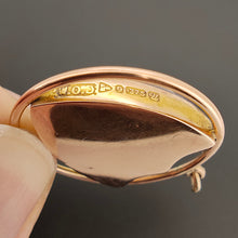 Load image into Gallery viewer, Art Deco 9ct Gold Carnelian Shield Pendant close-up of hallmark