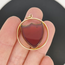 Load image into Gallery viewer, Art Deco 9ct Gold Carnelian Shield Pendant in hand