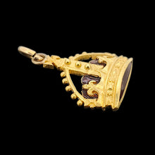 Load image into Gallery viewer, Antique/Vintage 9ct Yellow Gold Enamel Crown Pendant side