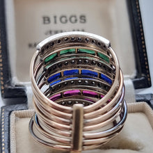 Load image into Gallery viewer, Antique/Vintage Gold, Silver and Paste Multi-Band Ring