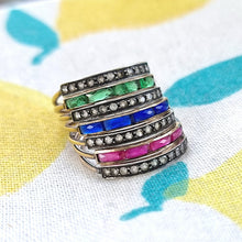 Load image into Gallery viewer, Antique/Vintage Gold, Silver and Paste Multi-Band Ring