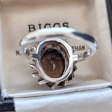 Load image into Gallery viewer, Vintage Sterling Silver Smokey Quartz Twist Ring behind head