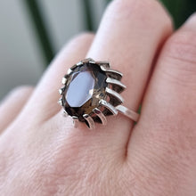 Load image into Gallery viewer, Vintage Sterling Silver Smokey Quartz Twist Ring modelled