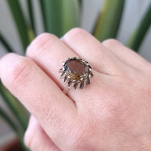 Load image into Gallery viewer, Vintage Sterling Silver Smokey Quartz Twist Ring modelled