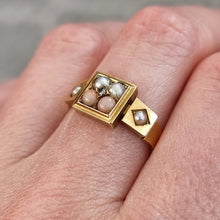 Load image into Gallery viewer, Victorian 18ct Gold Diamond, Coral and Pearl Ring modelled