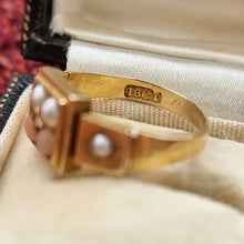 Load image into Gallery viewer, Victorian 18ct Gold Diamond, Coral and Pearl Ring stamp