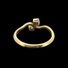 Load image into Gallery viewer, Antique 18ct Yellow Gold Diamond Two Stone Crossover Ring viewed from behind, on a black background