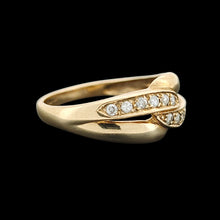 Load image into Gallery viewer, Vintage 9ct Yellow Gold Brilliant Cut Diamond Crossover Ring