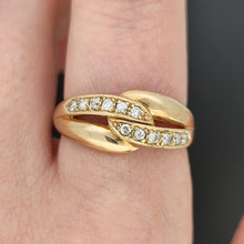 Load image into Gallery viewer, Vintage 9ct Yellow Gold Brilliant Cut Diamond Crossover Ring