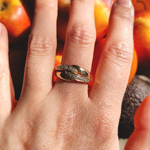 Load image into Gallery viewer, Vintage 9ct Yellow Gold Brilliant Cut Diamond Crossover Ring