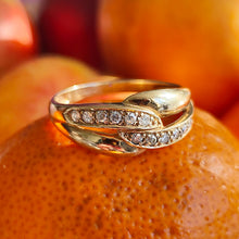 Load image into Gallery viewer, Vintage 9ct Yellow Gold Brilliant Cut Diamond Crossover Ring