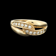 Load image into Gallery viewer, Vintage 9ct Yellow Gold Brilliant Cut Diamond Crossover Ring