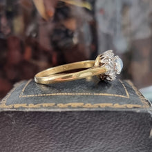 Load image into Gallery viewer, Vintage 18ct Gold Moonstone and Diamond Cluster Ring side