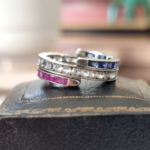 Load image into Gallery viewer, Art Deco Silver Night and Day Paste Ring side view