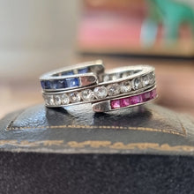 Load image into Gallery viewer, Art Deco Silver Night and Day Paste Ring side view