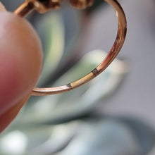 Load image into Gallery viewer, Antique 15ct Gold Ruby, Sapphire and Diamond Three Stone Ring sizing marks