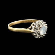 Load image into Gallery viewer, Vintage 18ct Gold Moonstone and Diamond Cluster Ring