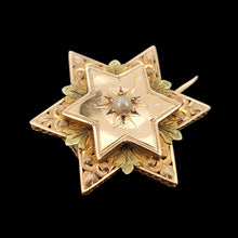 Load image into Gallery viewer, Victorian French 18ct Gold Seed Pearl Star Brooch