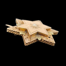 Load image into Gallery viewer, Victorian French 18ct Gold Seed Pearl Star Brooch