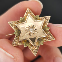 Load image into Gallery viewer, Victorian French 18ct Gold Seed Pearl Star Brooch