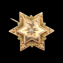 Load image into Gallery viewer, Victorian French 18ct Gold Seed Pearl Star Brooch