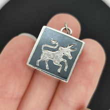 Load image into Gallery viewer, Vintage Siam Sterling Silver and Niello Enamel Taurus Zodiac Charm