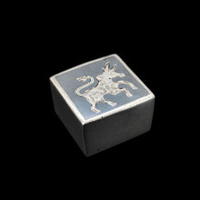 Load image into Gallery viewer, Vintage Siam Sterling Silver and Niello Enamel Taurus Zodiac Charm