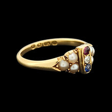 Load image into Gallery viewer, Edwardian 18ct Yellow Gold Ruby, Sapphire, Diamond and Pearl Ring