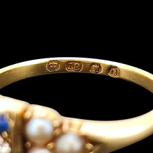 Load image into Gallery viewer, Edwardian 18ct Yellow Gold Ruby, Sapphire, Diamond and Pearl Ring